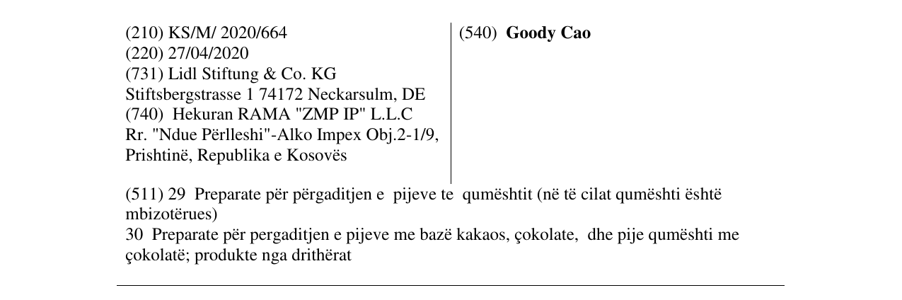 Zëri i markës Goody Cao në buletin
