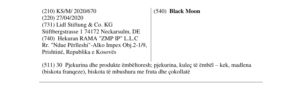 Zëri i markës Black Moon në buletin
