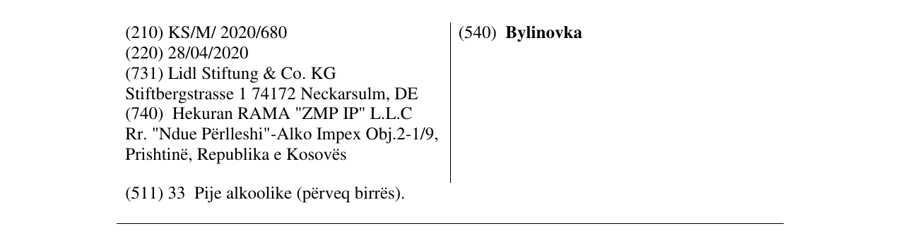 Zëri i markës Bylinovka në buletin