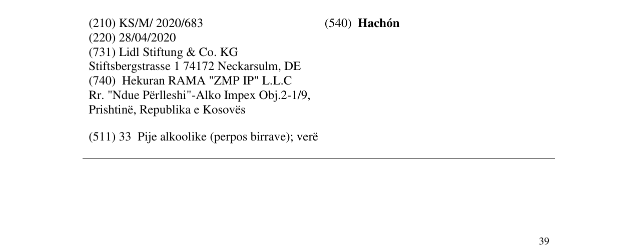 Zëri i markës Hachón në buletin
