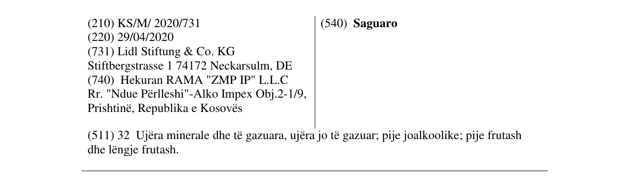 Zëri i markës Saguaro në buletin
