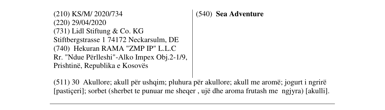 Zëri i markës Sea Adventure në buletin
