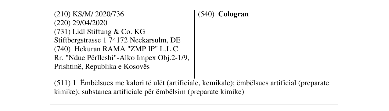 Zëri i markës Cologran në buletin