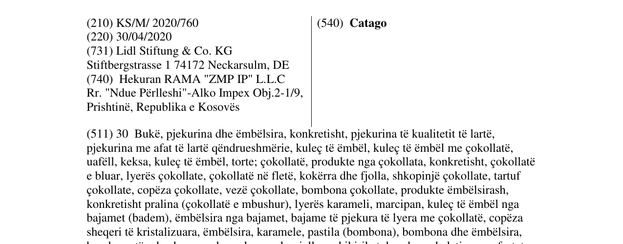Zëri i markës Catago në buletin
