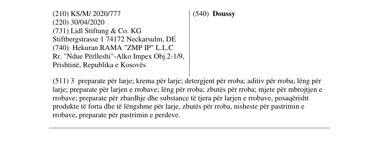 Zëri i markës Doussy në buletin
