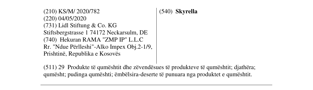 Zëri i markës Skyrella në buletin