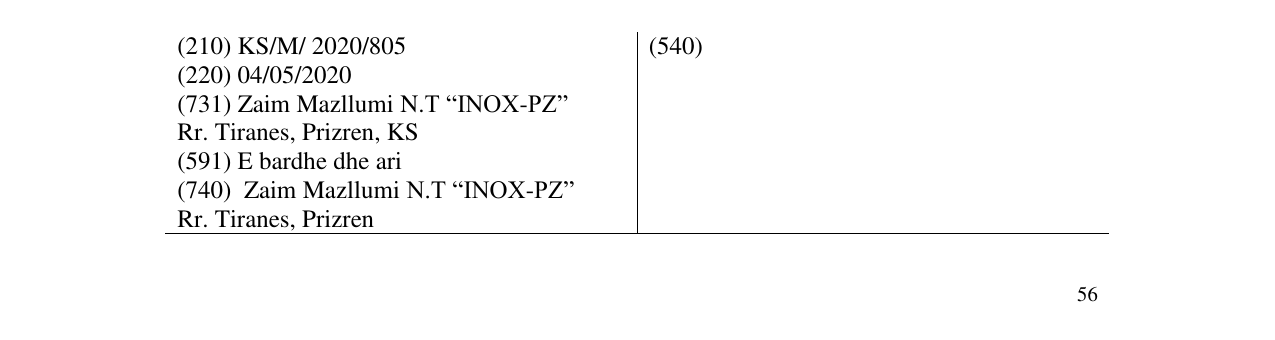 Zëri i markës inox pz në buletin