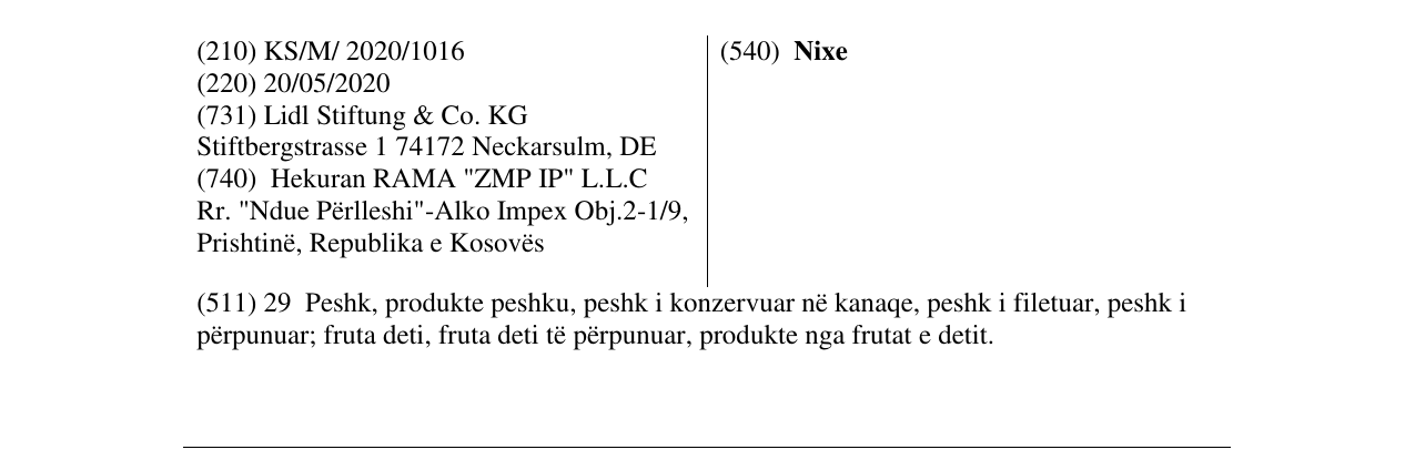 Zëri i markës Nixe në buletin
