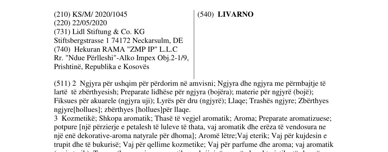 Zëri i markës LIVARNO në buletin