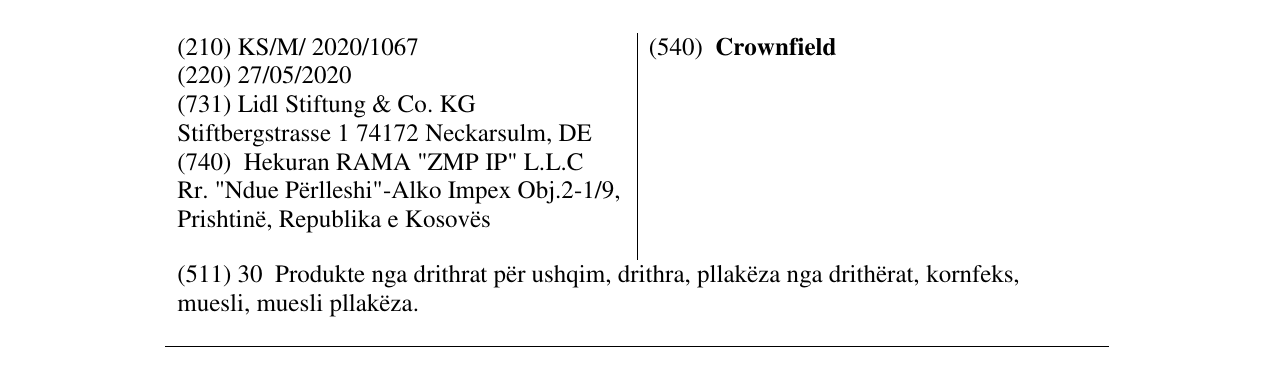 Zëri i markës Crownfield në buletin