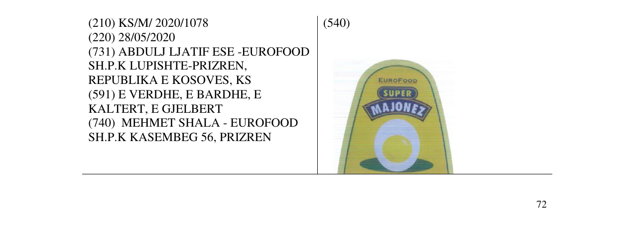 Zëri i markës SUPER MAJONEZE në buletin