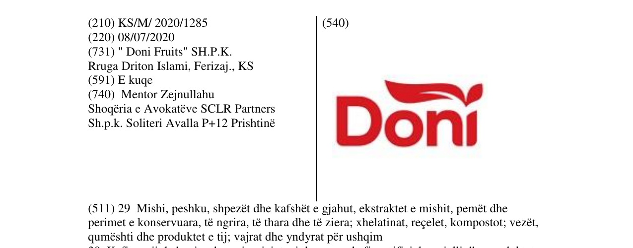 Zëri i markës DONI në buletin