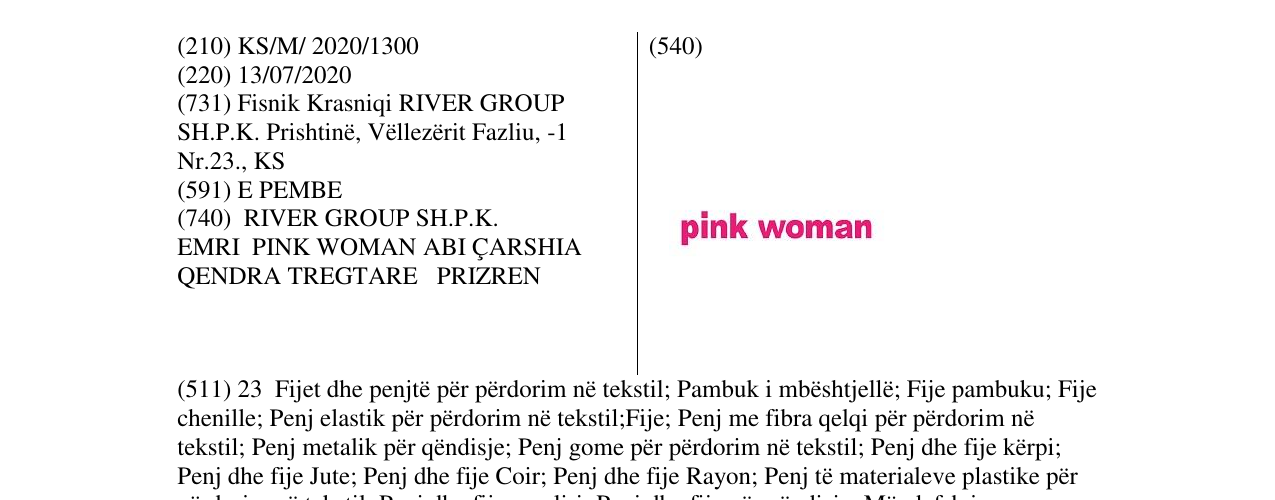 Zëri i markës Pink woman në buletin