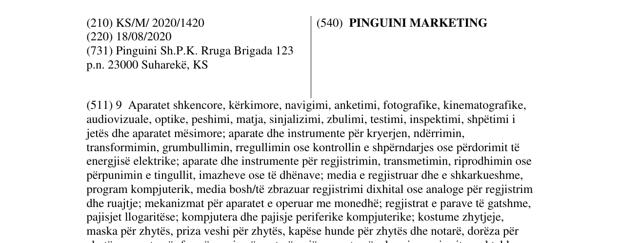 Zëri i markës PINGUINI MARKETING në buletin