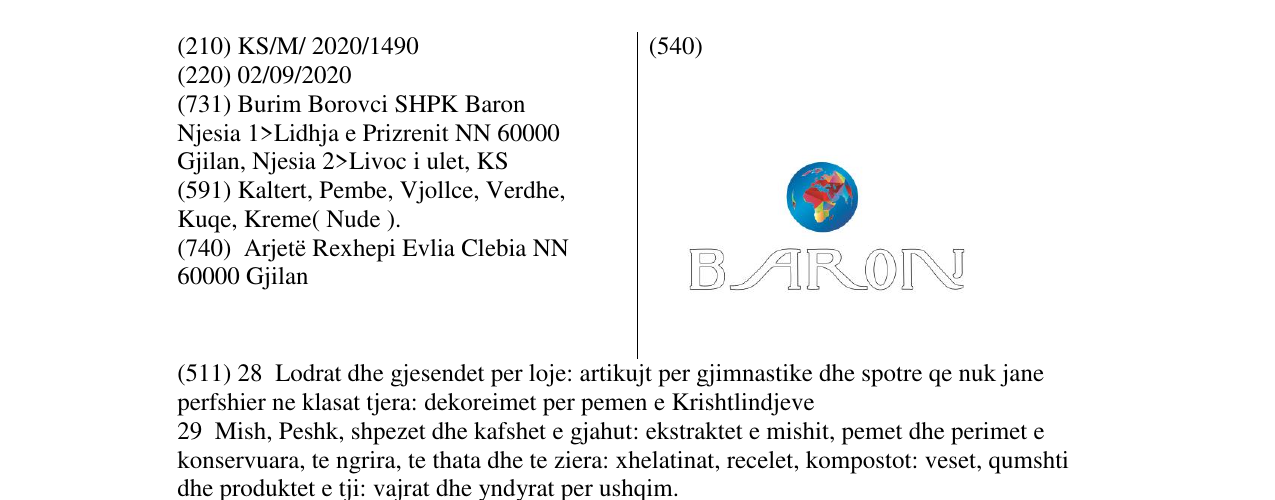 Zëri i markës BARON në buletin
