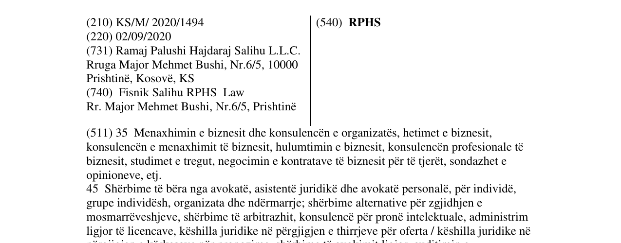 Zëri i markës RPHS në buletin