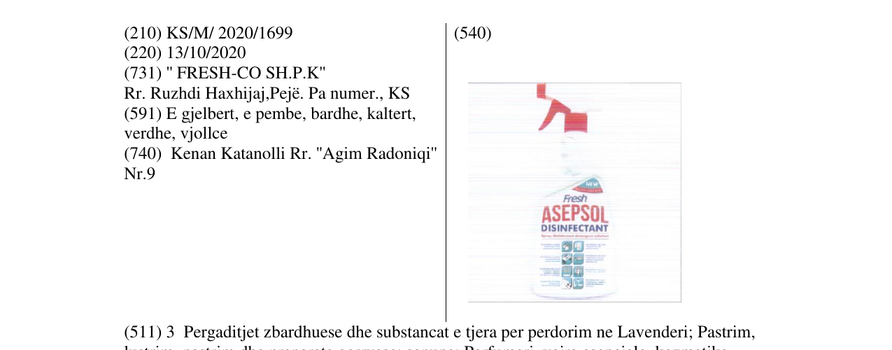 Zëri i markës asepsol në buletin