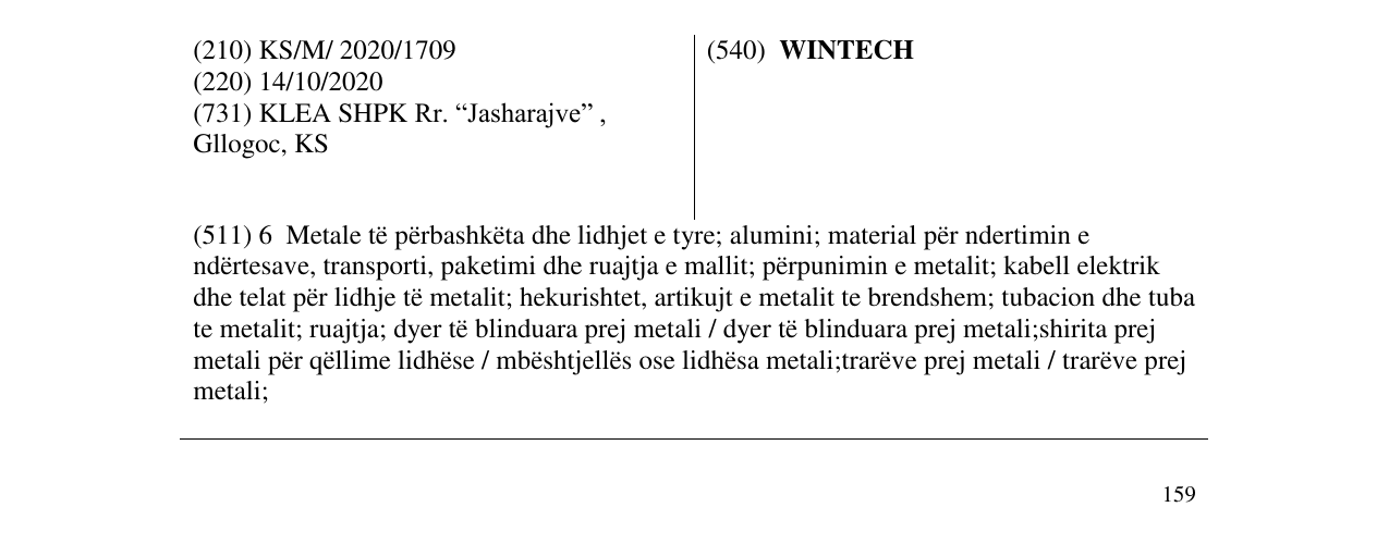 Zëri i markës WINTECH në buletin