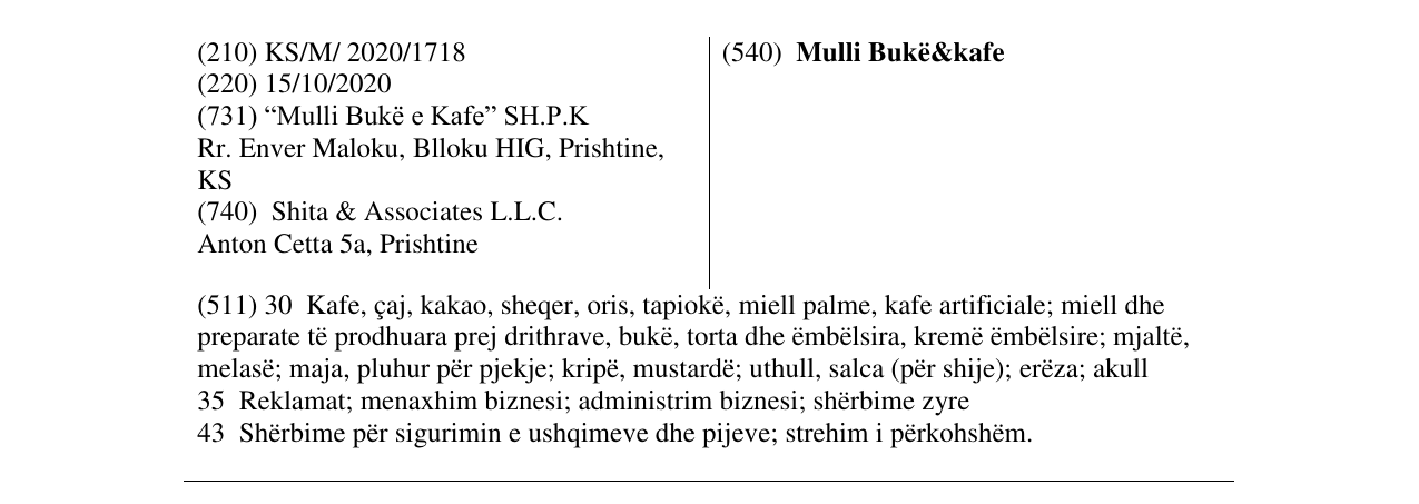 Zëri i markës Mulli Bukë&kafe në buletin