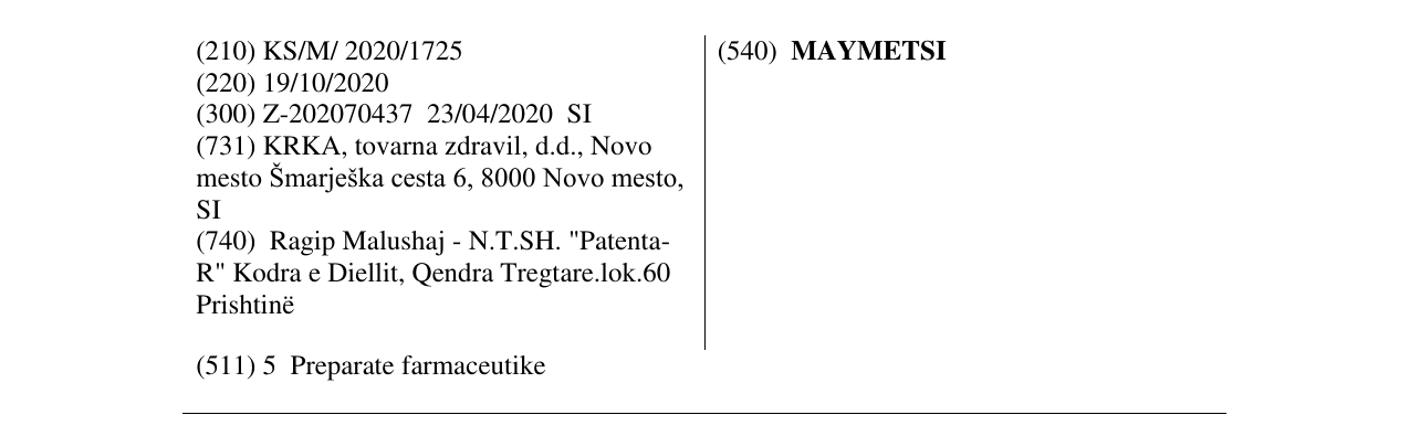 Zëri i markës MAYMETSI në buletin
