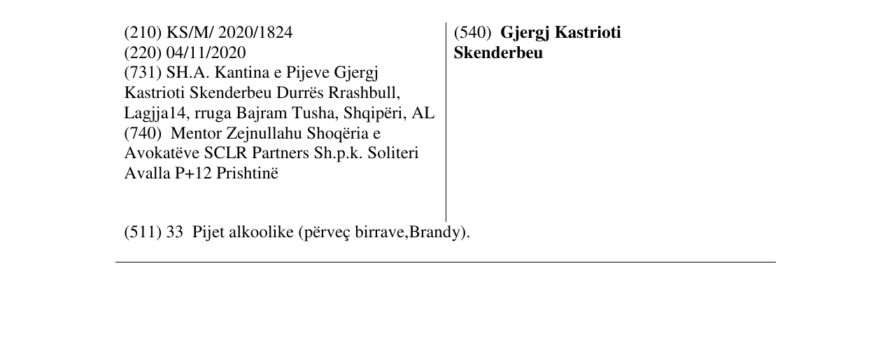 Zëri i markës Gjergj Kastrioti Skenderbeu në buletin