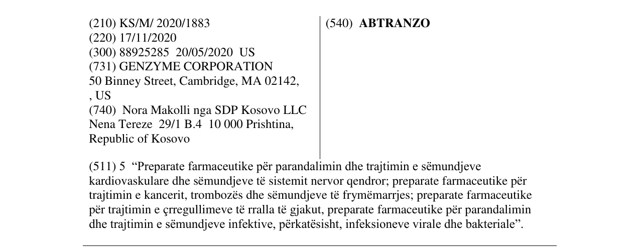Zëri i markës ABTRANZO në buletin