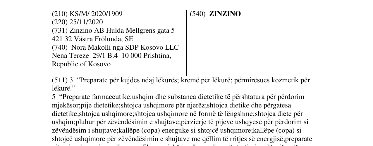 Zëri i markës ZINZINO në buletin