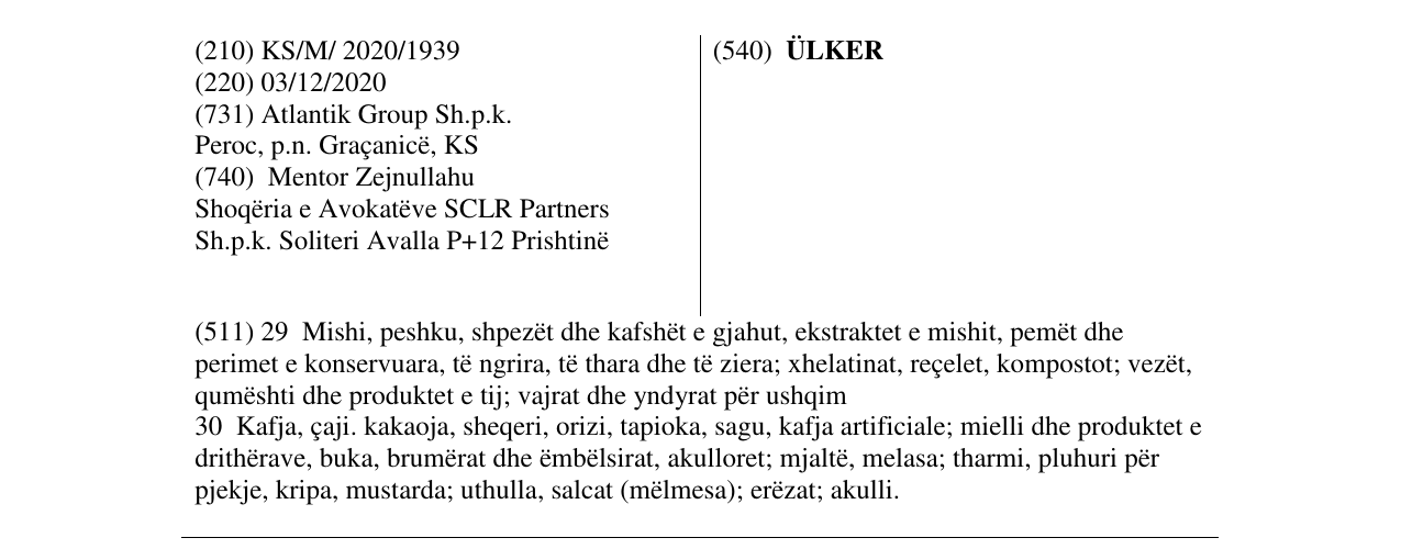 Zëri i markës ÜLKER në buletin