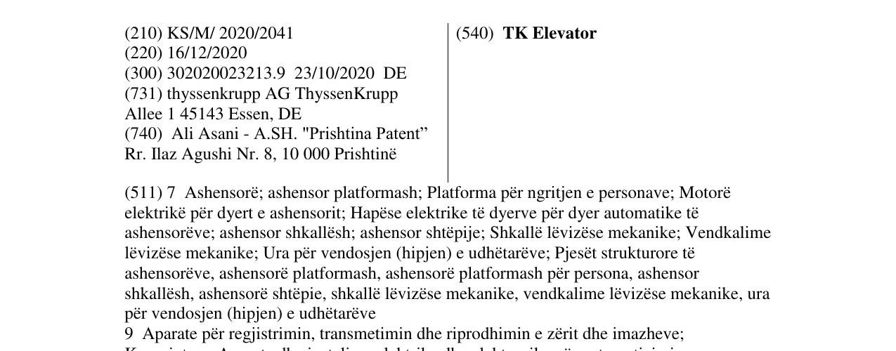 Zëri i markës TK Elevator në buletin
