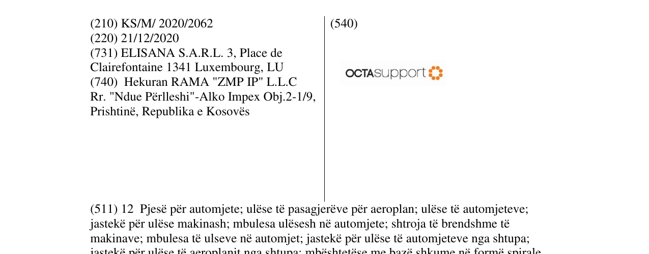 Zëri i markës OCTA SUPPORT në buletin