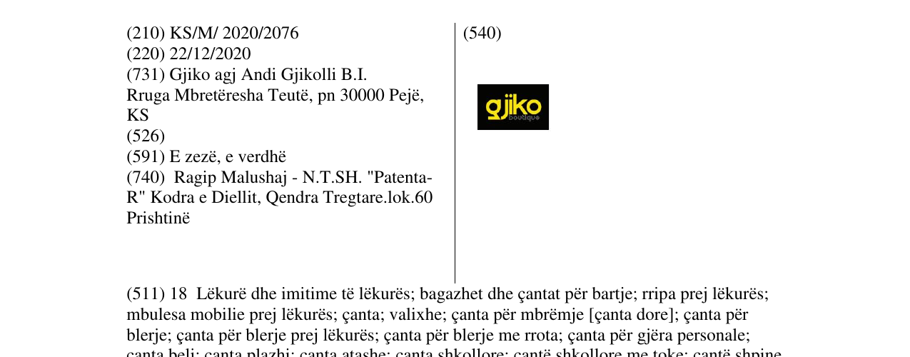Zëri i markës gjiko në buletin