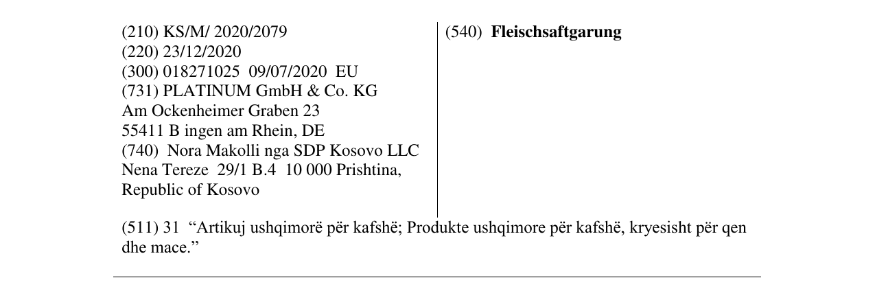 Zëri i markës Fleischsaftgarung në buletin