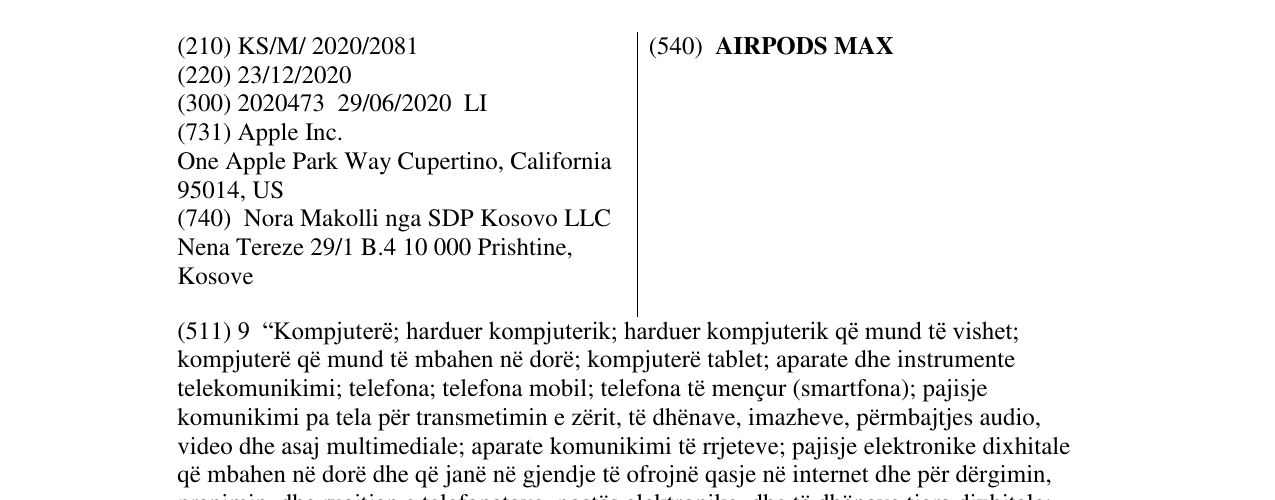 Zëri i markës AIRPODS MAX në buletin