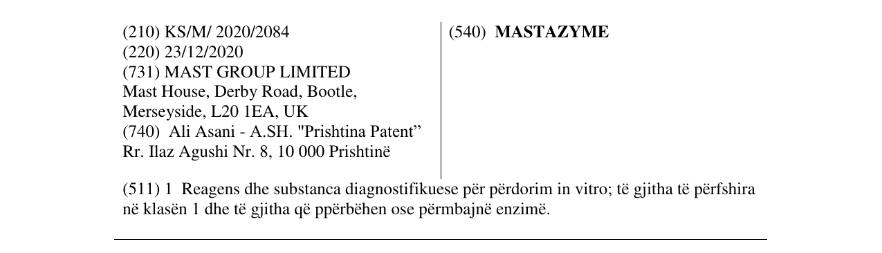 Zëri i markës MASTAZYME në buletin