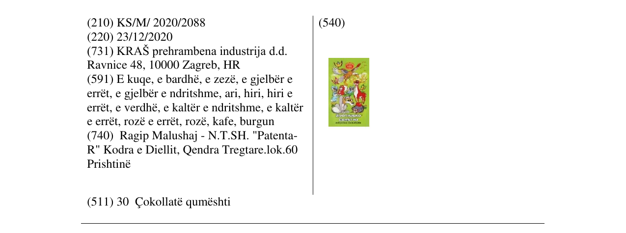 Zëri i markës ZIVOTINJSKO CARSTVO në buletin