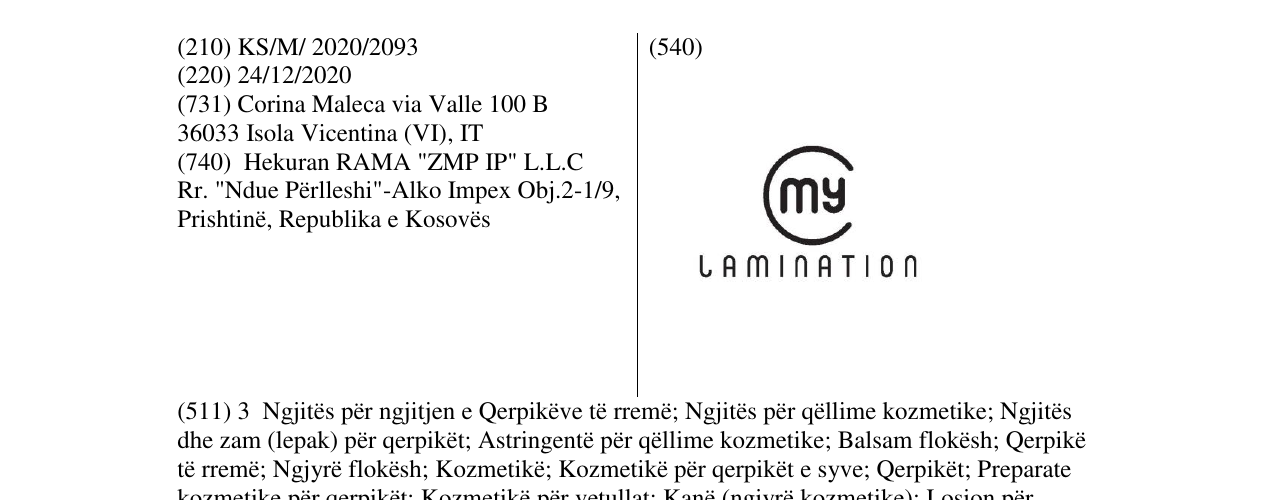 Zëri i markës MY LAMINATION në buletin