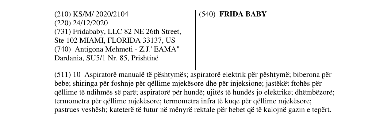 Zëri i markës FRIDA BABY në buletin