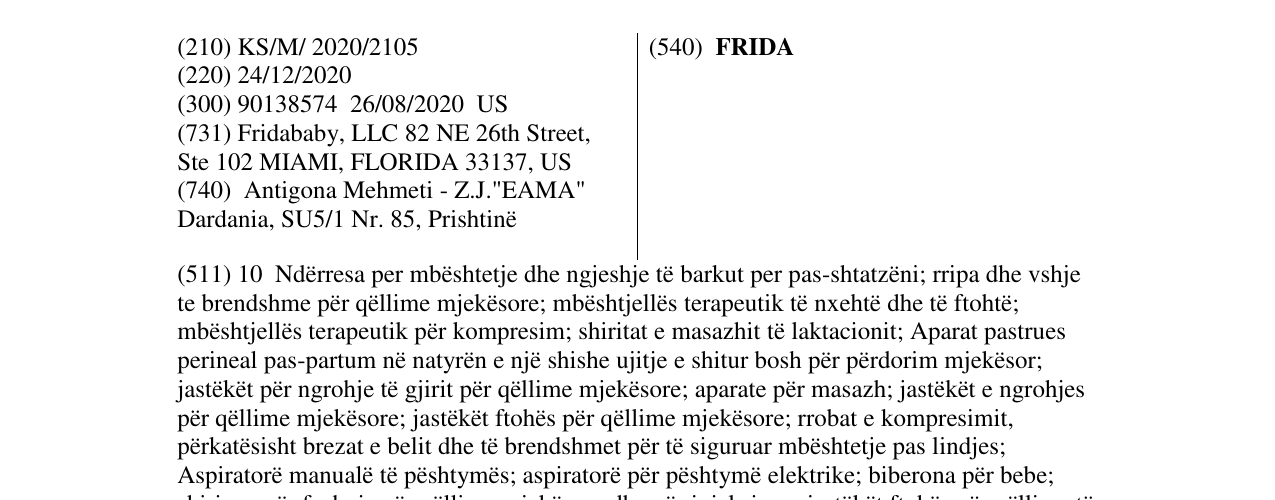 Zëri i markës FRIDA në buletin