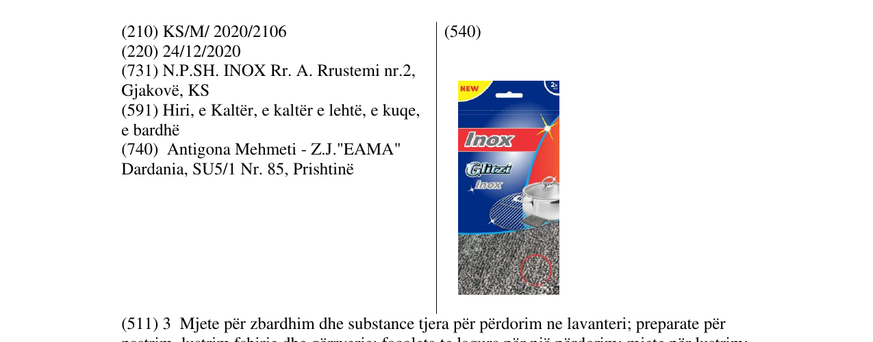 Zëri i markës inox në buletin