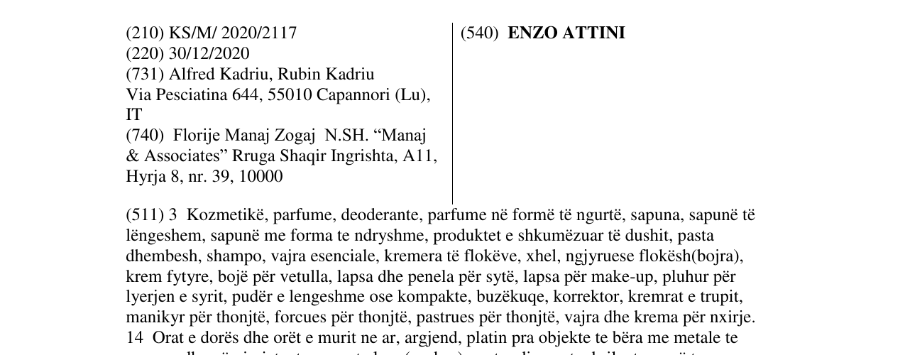 Zëri i markës ENZO ATTINI në buletin