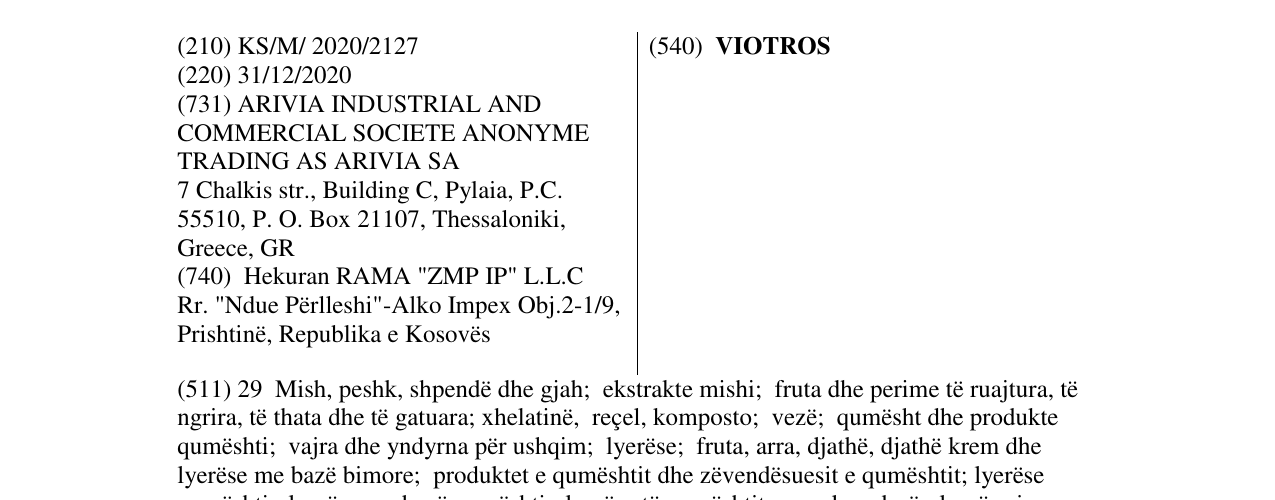Zëri i markës VIOTROS në buletin
