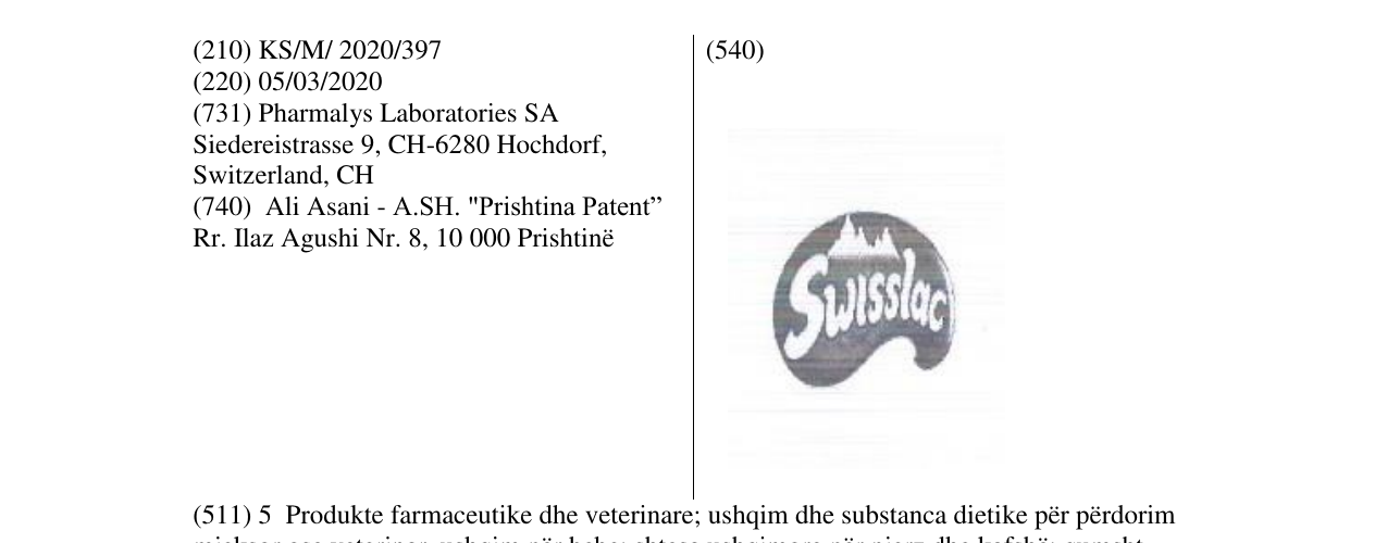 Zëri i markës Swisslac në buletin