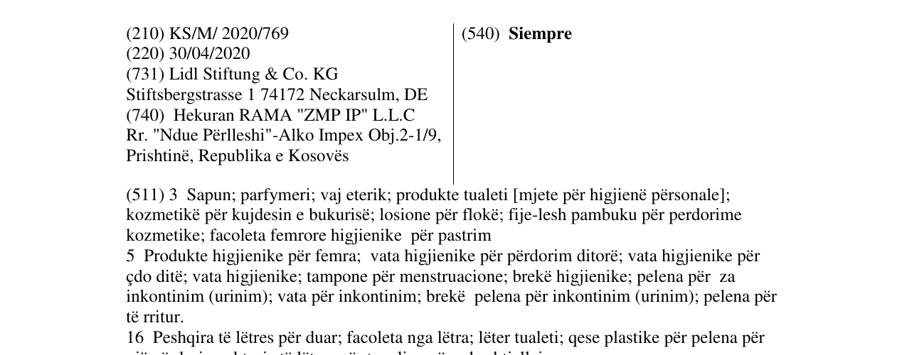 Zëri i markës Siempre në buletin
