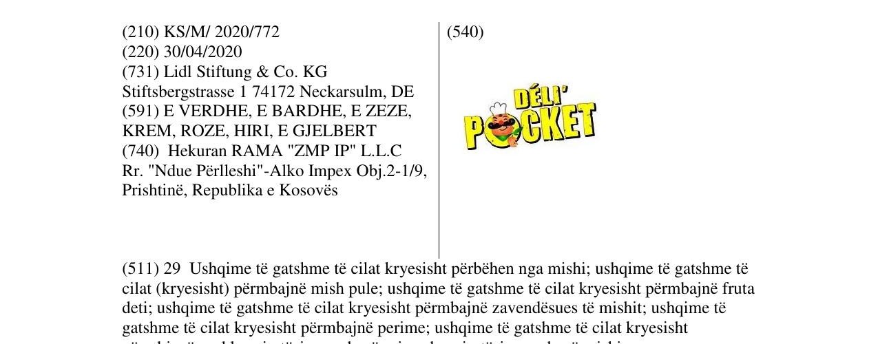 Zëri i markës DELI POCKET në buletin