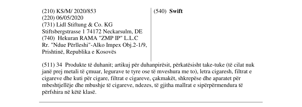 Zëri i markës Swift në buletin