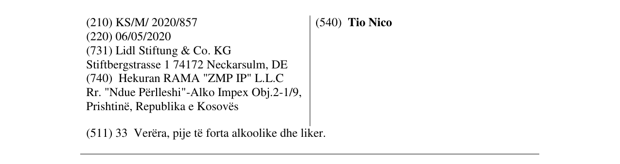 Zëri i markës Tio Nico në buletin