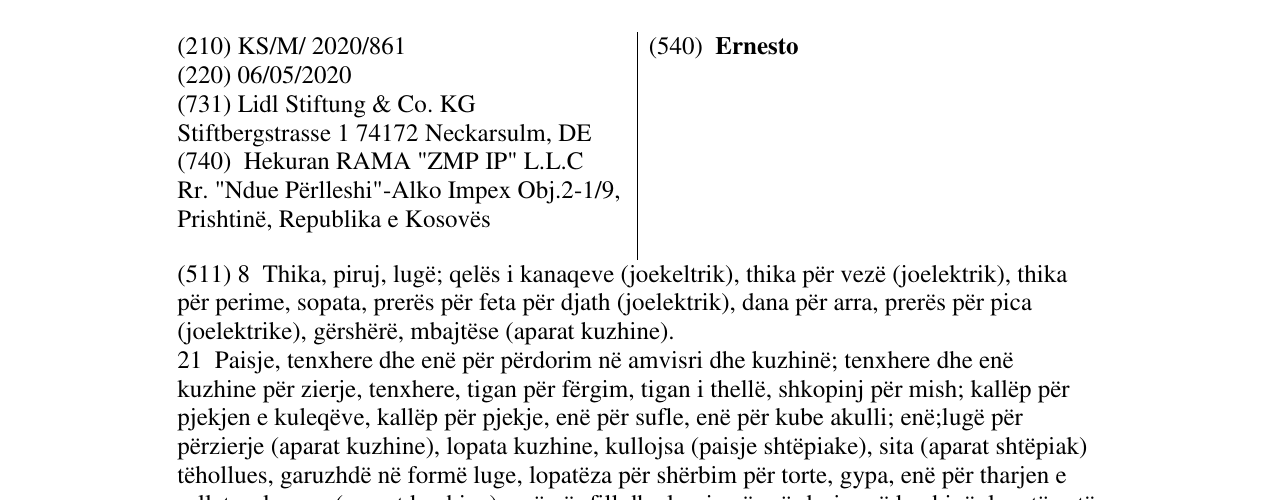 Zëri i markës Ernesto në buletin