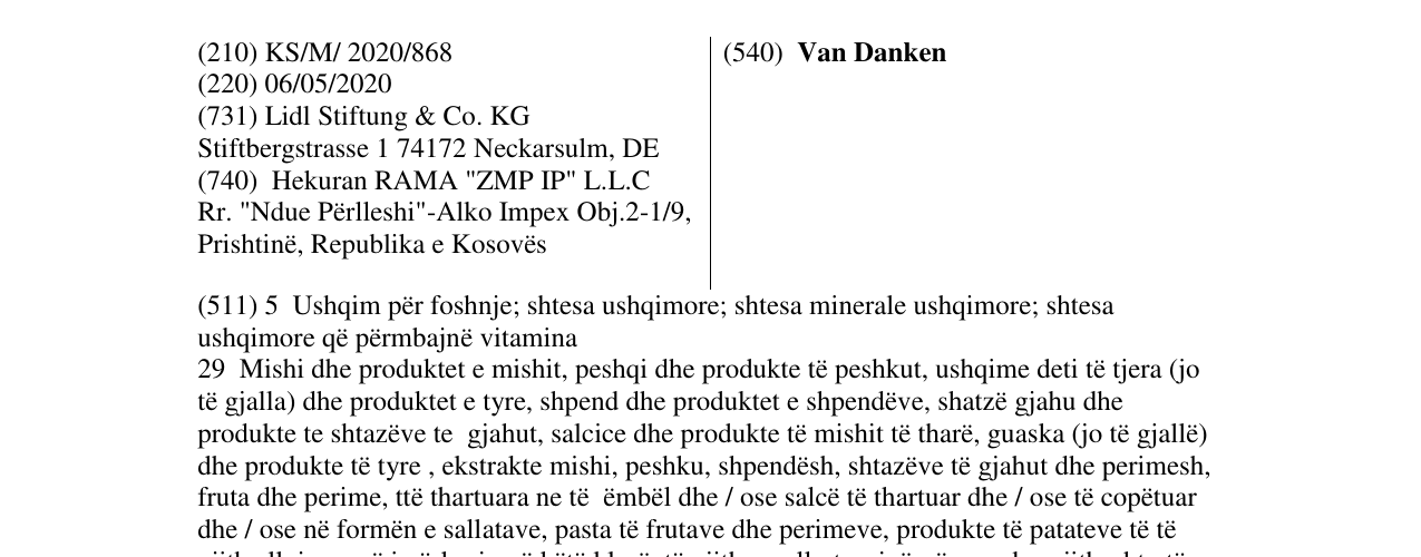Zëri i markës Van Danken në buletin