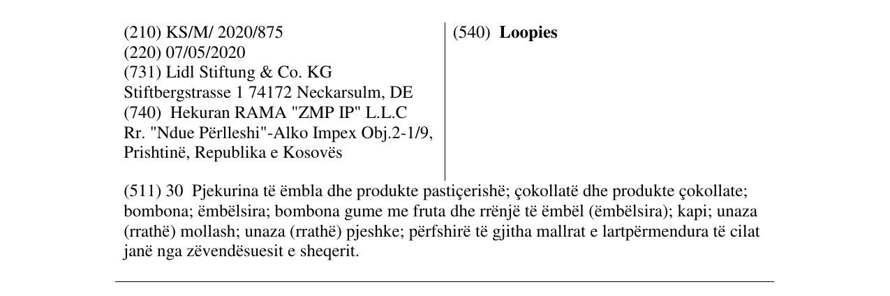 Zëri i markës Loopies në buletin