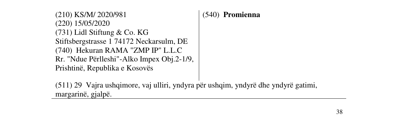 Zëri i markës Promienna në buletin